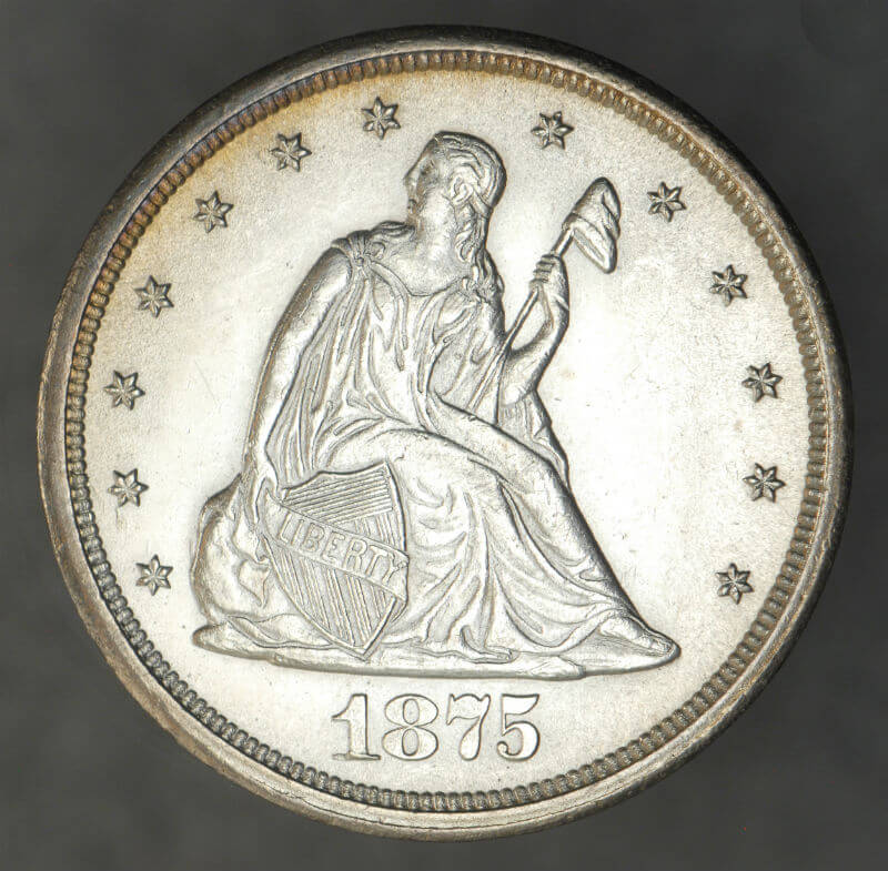 20 cent us coin obverse gray bg