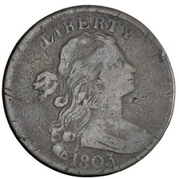 1803 draped bust large cent obverse