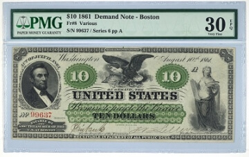 p.m.g. graded obsolete 10 dollar bill