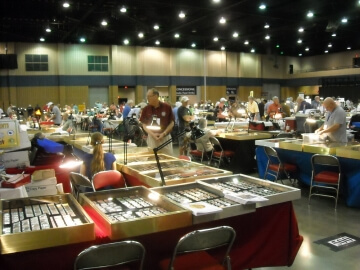 wide view of a coin show