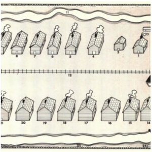 old drawing of rows of houses