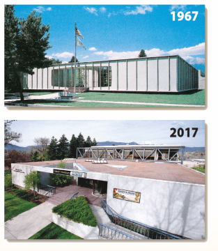 photos of the money museum exterior from 1967 and 2017