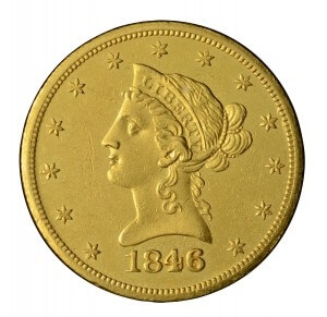 1846 liberty head gold piece obverse