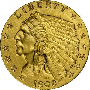1908 indian gold piece obverse