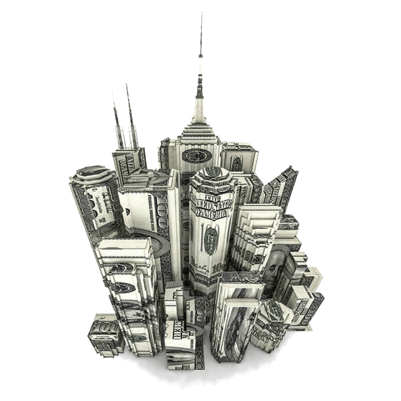 cash paper skyscraper