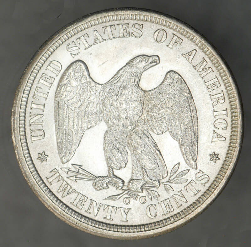20 cent us coin reverse gray bg