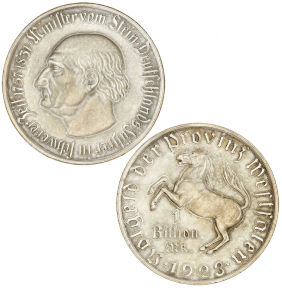 Westphalia, 1 Billion Mark*, 1923, Silvered-Bronze