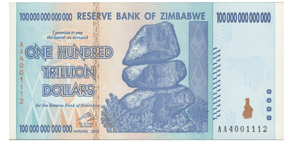100 trillion zimbabwe note
