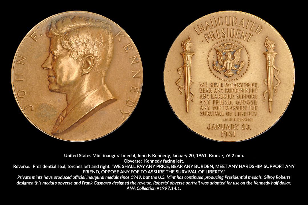 Inaugural Bronze Coin JFK Commemorative Medal U.S KENNEDY Colorized JOHN F 