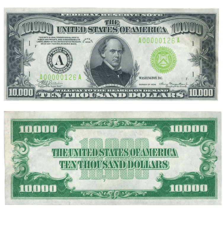 $10,000 Federal Reserve Note, Series 1934, Boston
