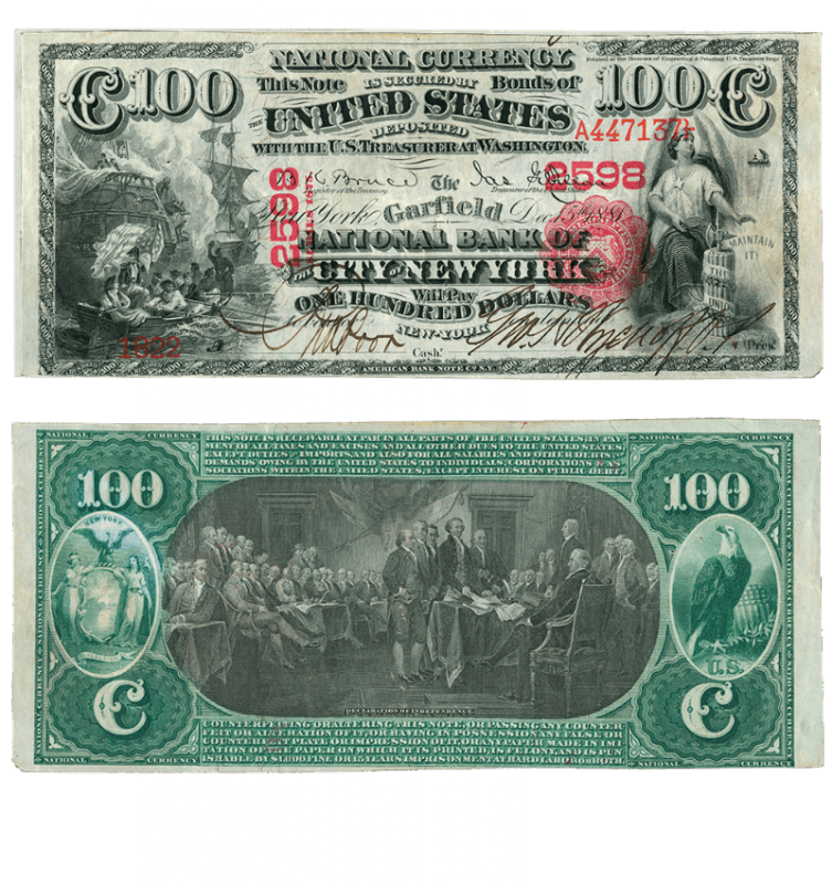 Garfield National Bank of the City of New York, $100, 12/15/1881
