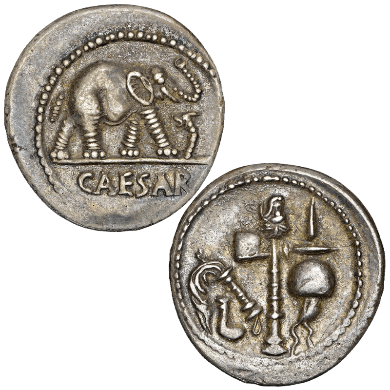 Roman Imperatorial, Julius Caesar, 49-44 BC Silver Denarius
