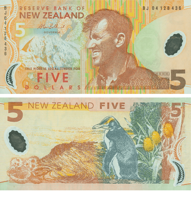 New Zealand, $5 Polymer Note, 1999
