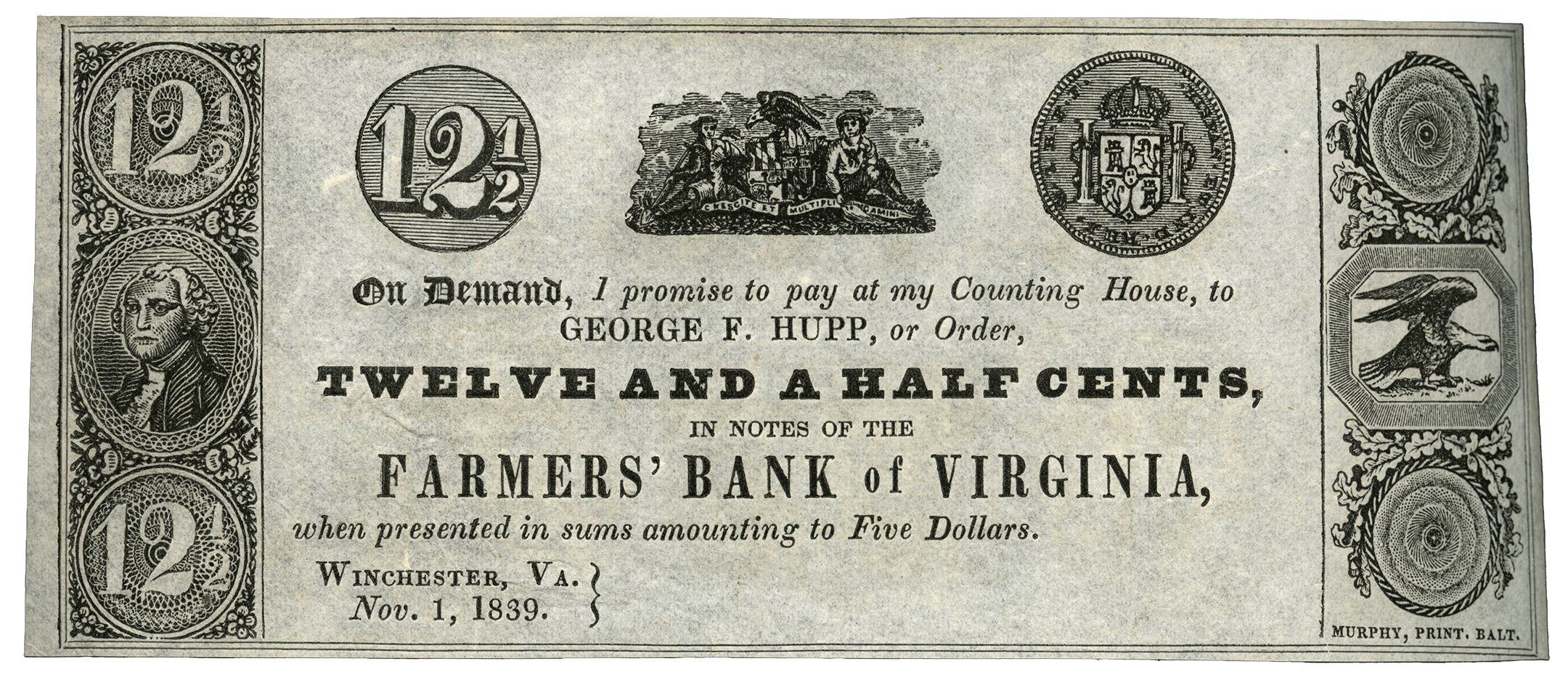 1839 | 12.5 cents, Farmers’ Bank of Virginia
