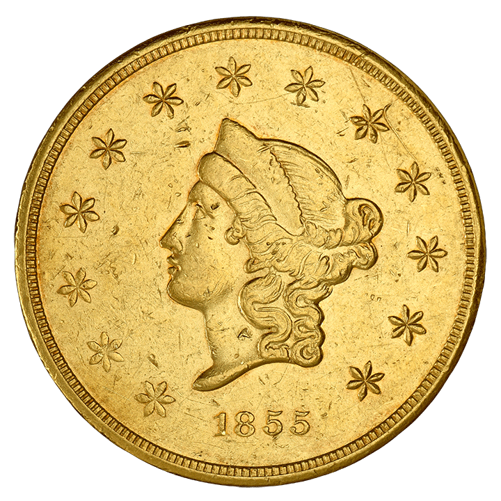 1855 | $50 California Gold, Wass, Molitor & CO.