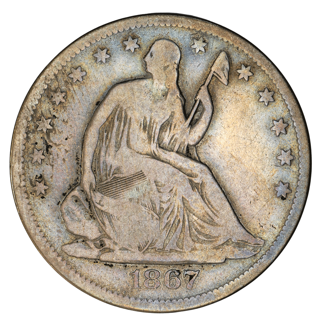 1867 S Liberty Seated half dollar