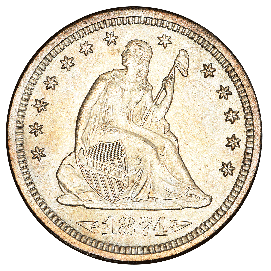 1874 | S Liberty Seated Quarter