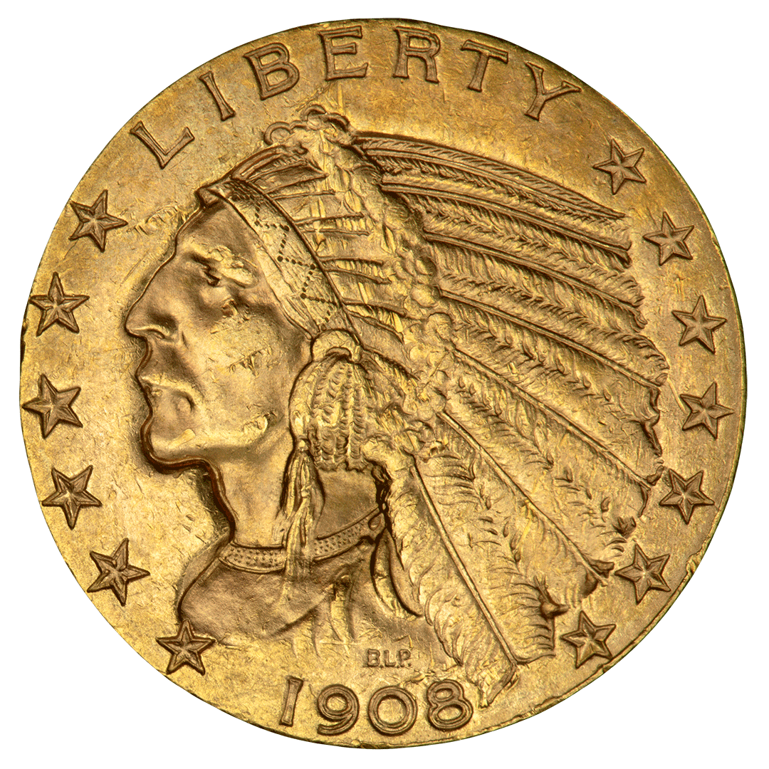 1908 D | Indian Head Half Eagle